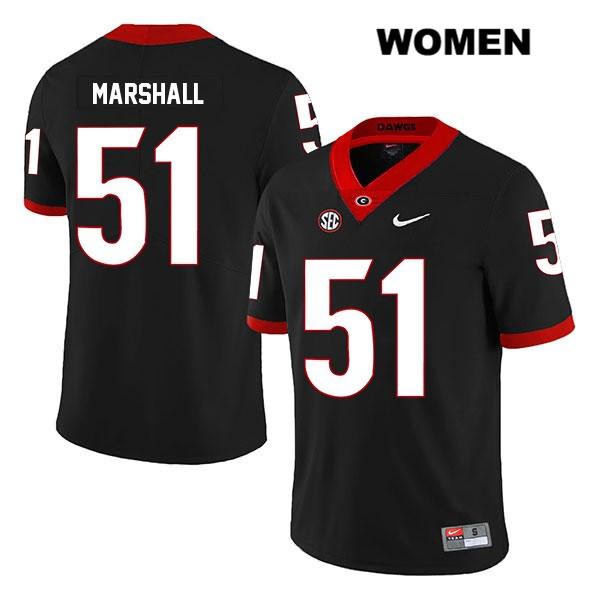 Georgia Bulldogs Women's David Marshall #51 NCAA Legend Authentic Black Nike Stitched College Football Jersey XLF8456TL